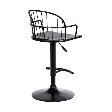 Armen Living Edward Adjustable Wood & Metal Barstool