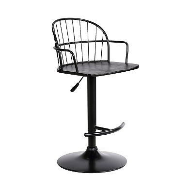 Armen Living Edward Adjustable Wood & Metal Barstool