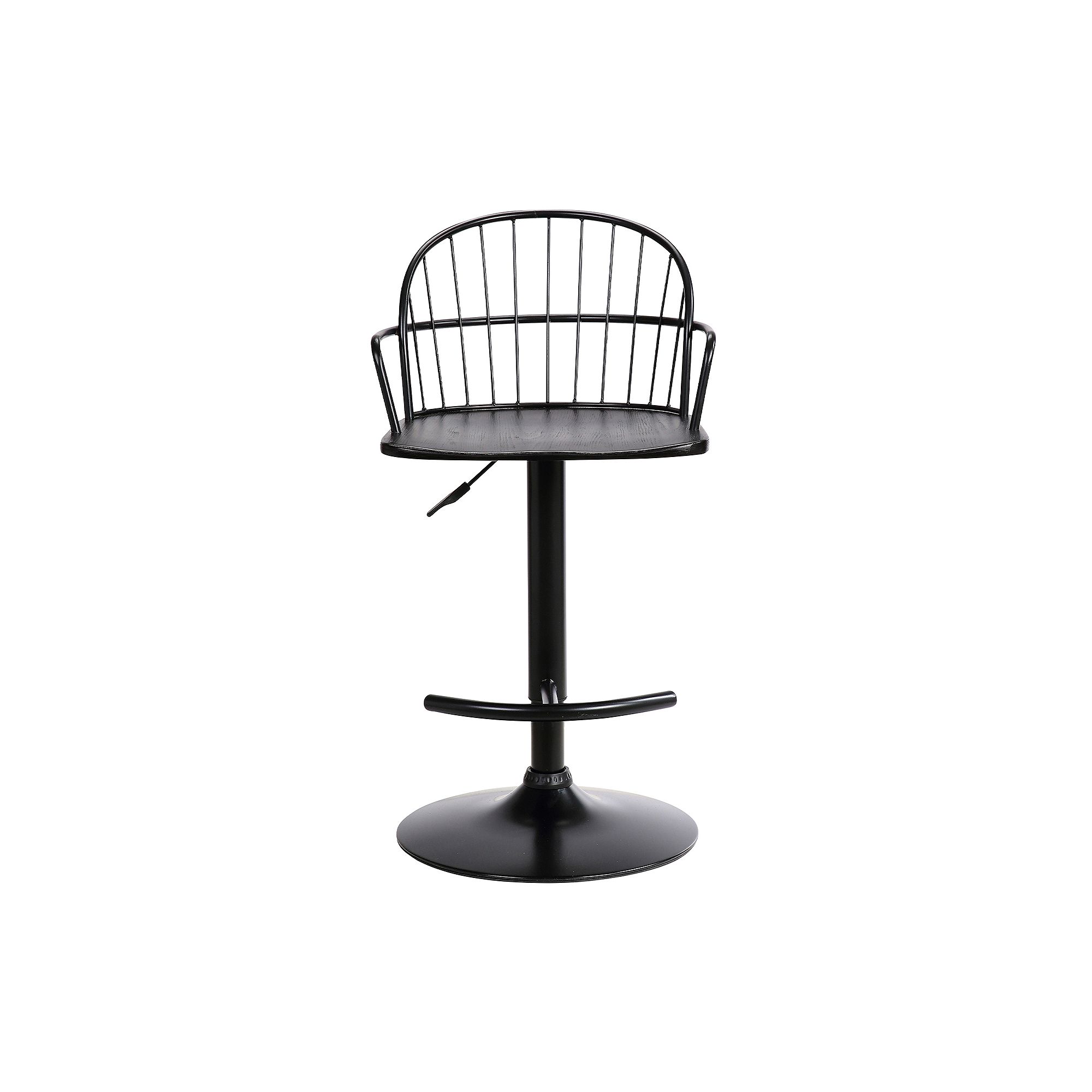 Armen Living Edward Adjustable Wood & Metal Barstool, Black