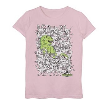 Girls 7-16 Jurassic World Green T-Rex Hidden In Raptors Graphic Tee