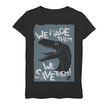 Girls 7-16 Jurassic World Two We Made Them We Save Them Graphic Tee