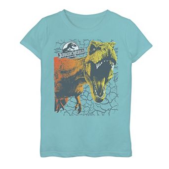 Girls 7-16 Jurassic World Two T-Rex Color Pop Cracks Graphic Tee