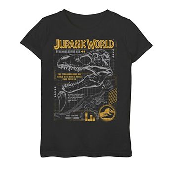 Girls 7-16 Jurassic World Two T-Rex Orange Schematic Graphic Tee
