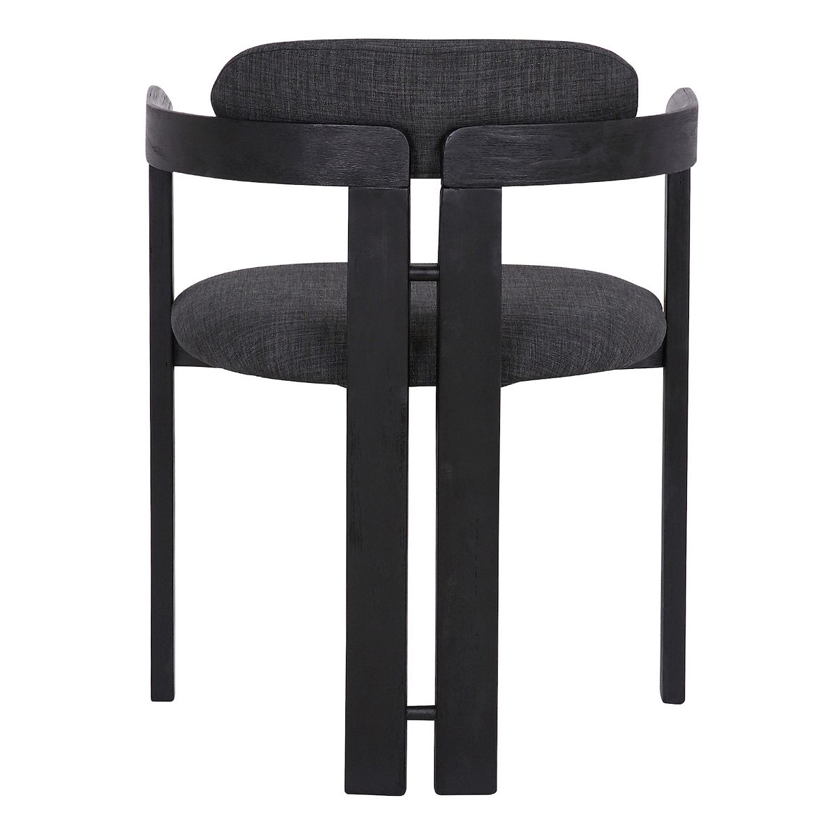 Armen Living Jazmin dining chair, gray upholstered seat and back with dark wood frame