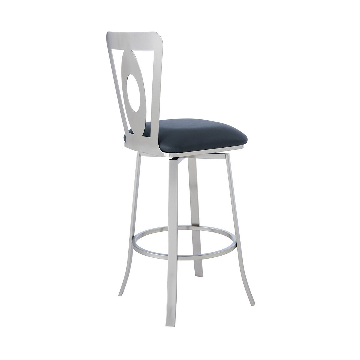 Lola contemporary 30-in barstool with navy seat and white metal frame