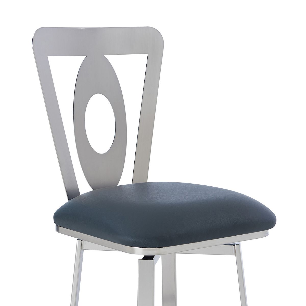 Close-up of Lola barstool back and seat with oval cutout