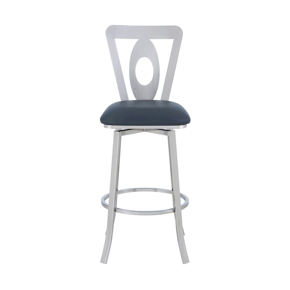 Lola contemporary 30-in bar-height barstool with navy seat and white frame