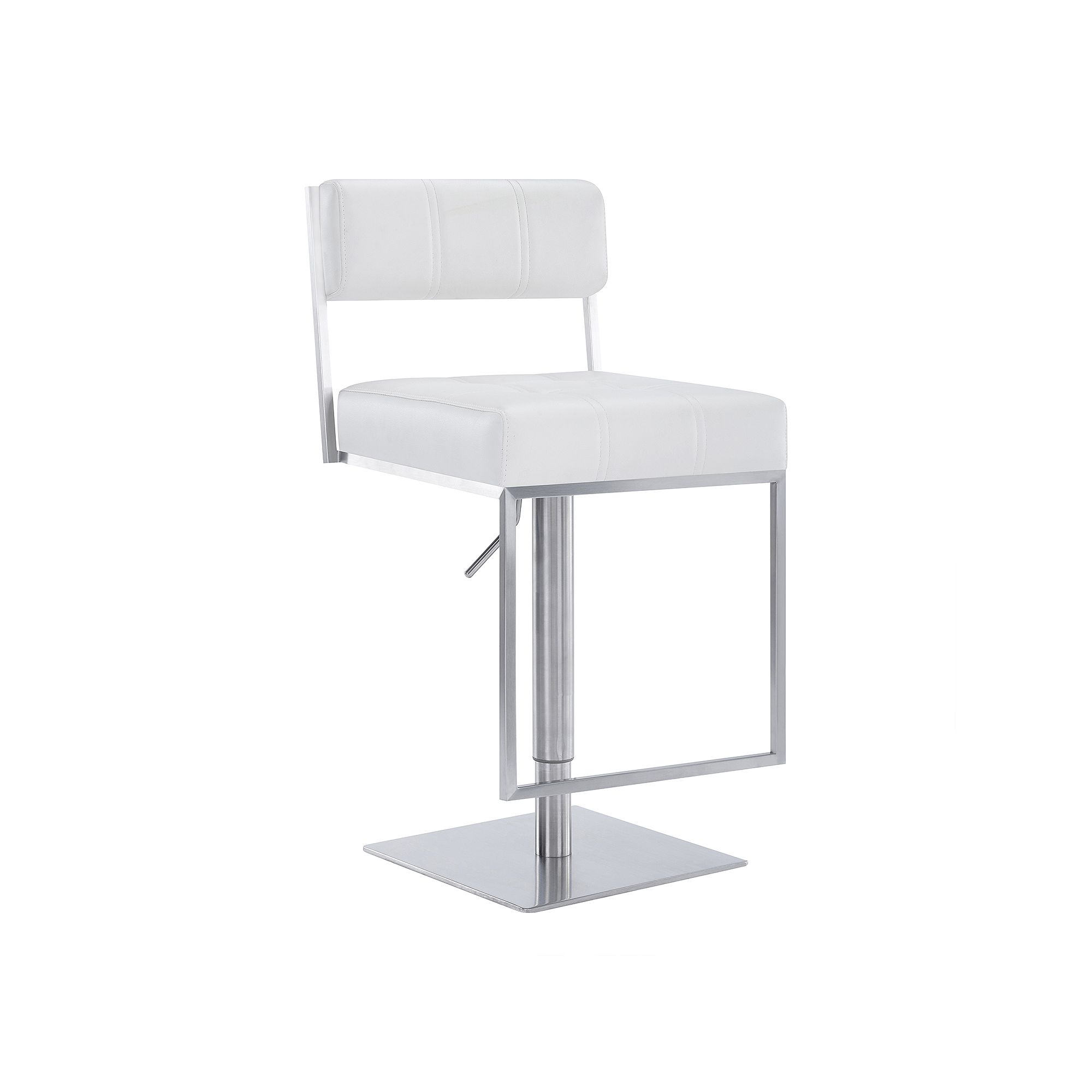 Armen Living Michele Contemporary Swivel Barstool, White