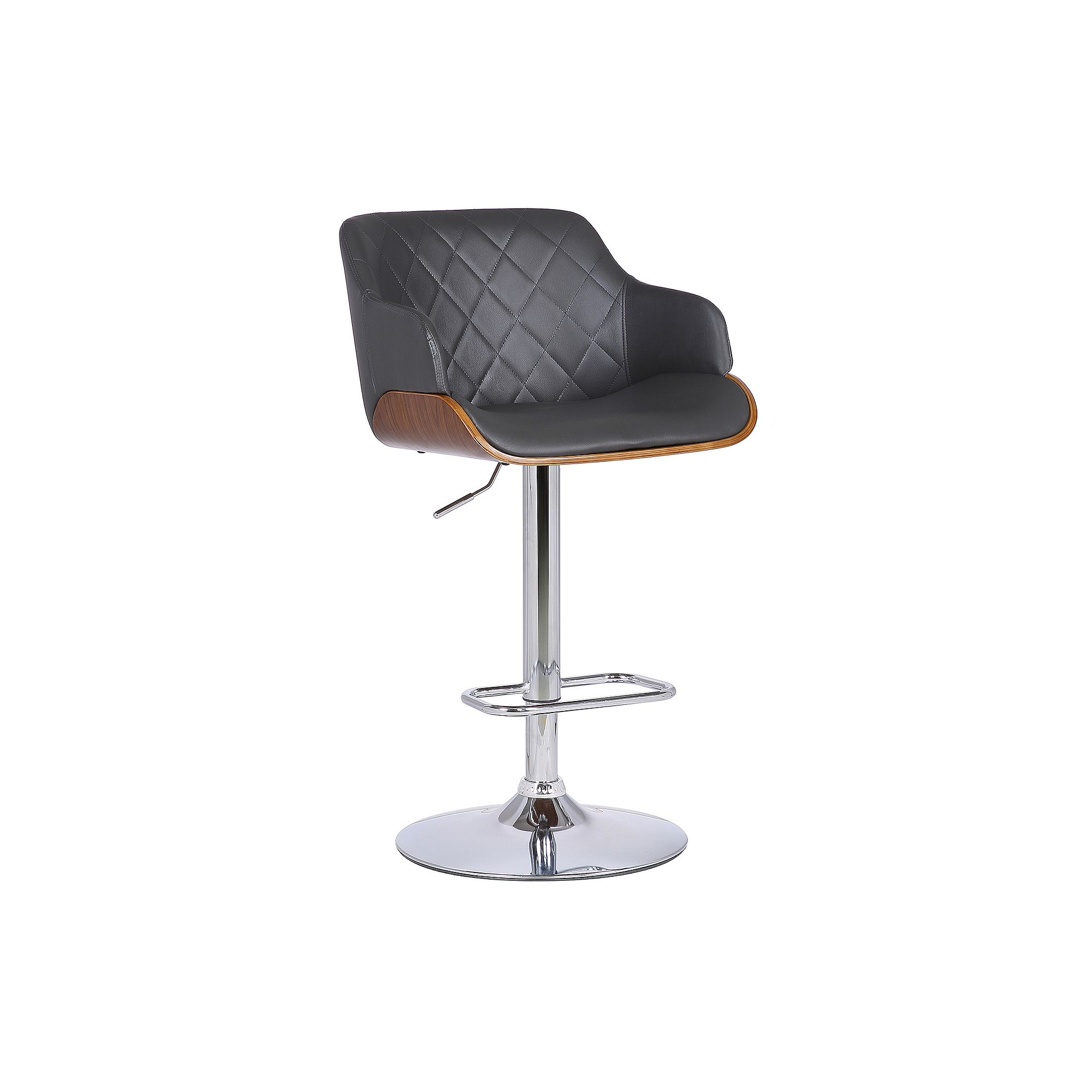 Armen Living Toby Contemporary Adjustable Barstool, Gray Grey