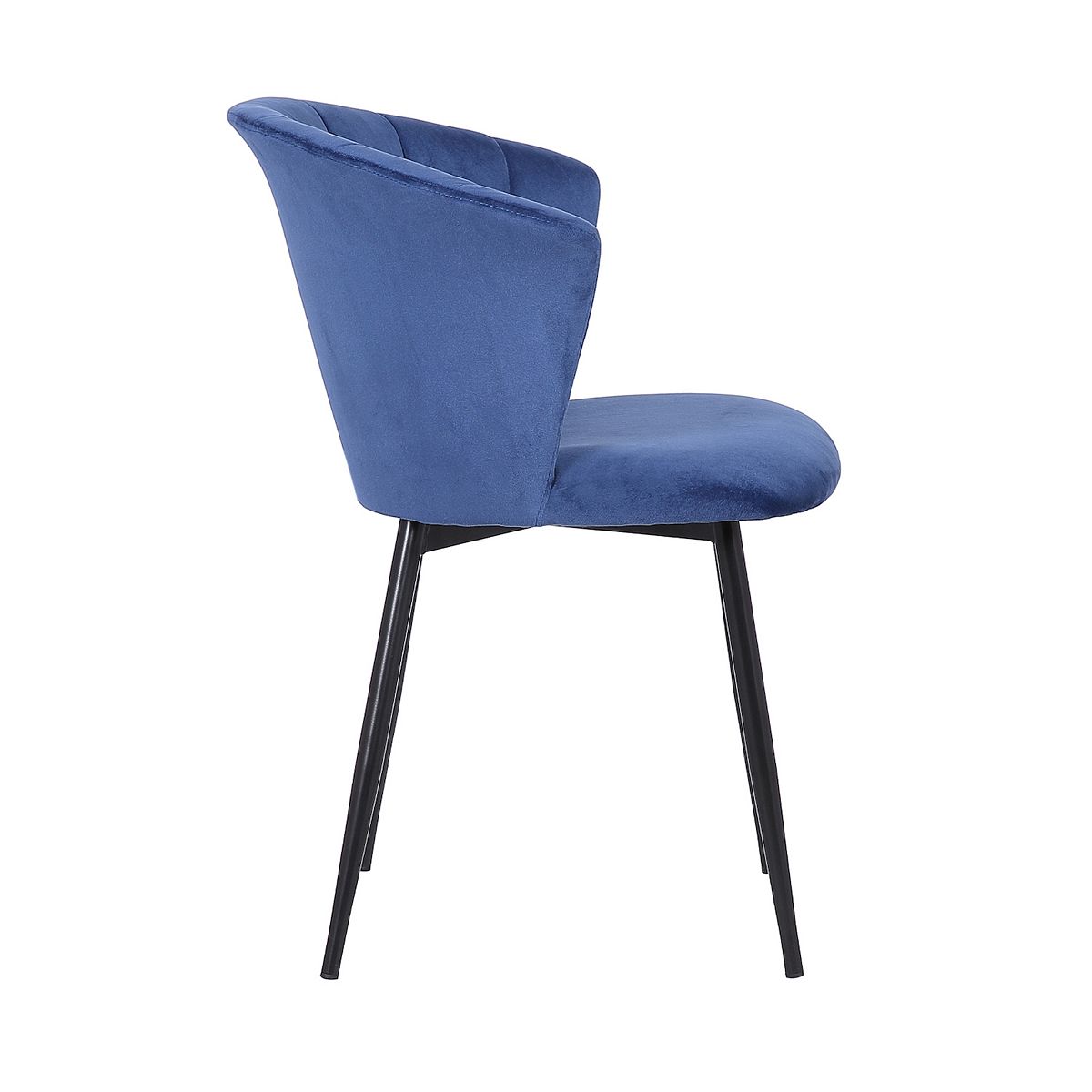 Lulu contemporary dining chair with blue upholstered back and seat and black legs