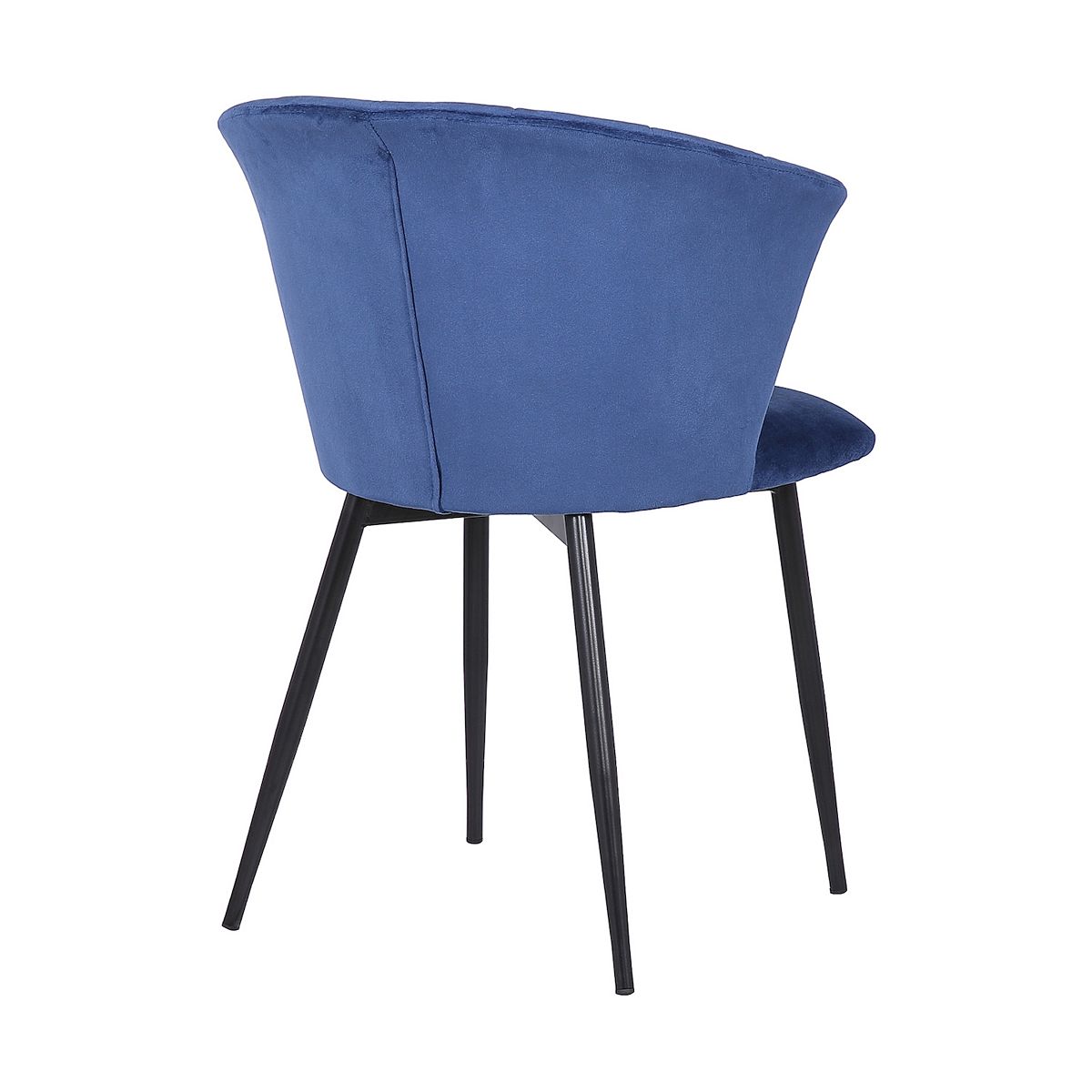 Lulu contemporary dining chair blue upholstery with black tapered legs