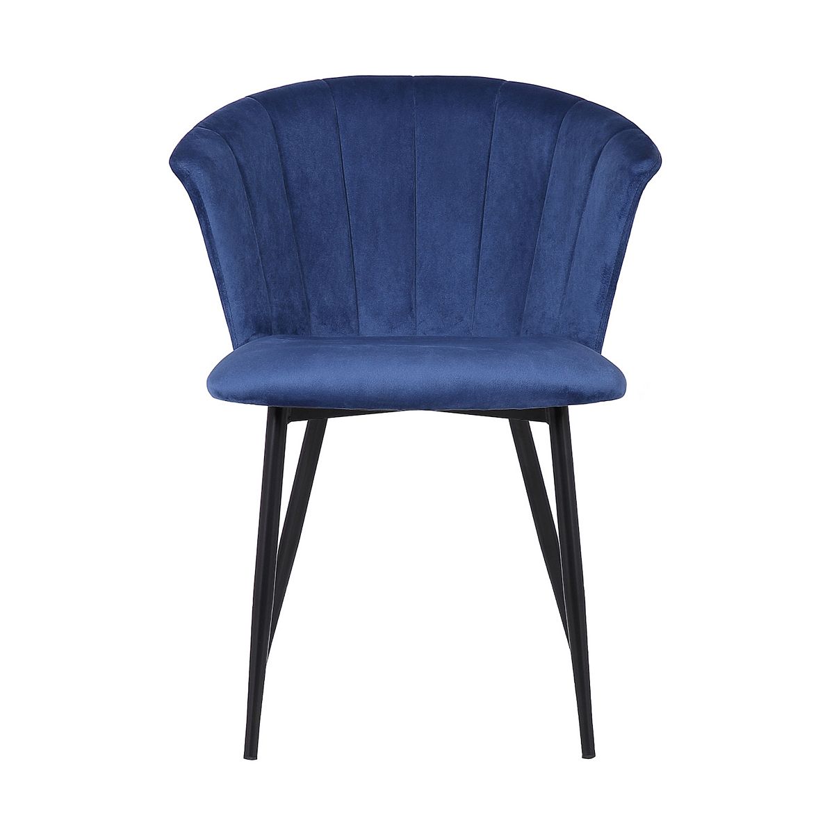 Lulu contemporary dining chair blue upholstered seat and back with black legs