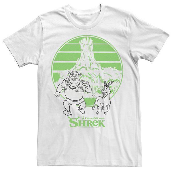 Men S Shrek Donkey Retro Swamp Outline Tee