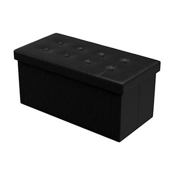Lavish Home Faux-Leather Storage Bench Ottoman