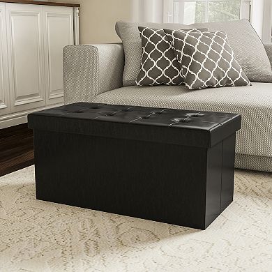 Lavish Home Faux-Leather Storage Bench Ottoman