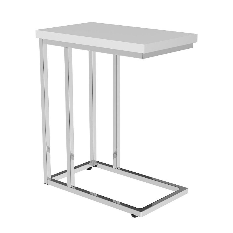 Lavish Home Modern Contemporary C-Shaped End Table, White