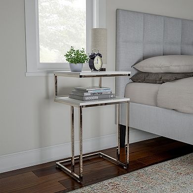 Lavish Home Modern Contemporary Two-Tiered C-Shaped End Table