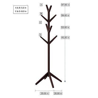 Lavish Home Modern Freestanding Wooden Coat Tree