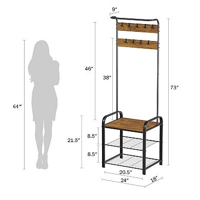 Lavish Home Entryway Coat Rack & Storage Bench