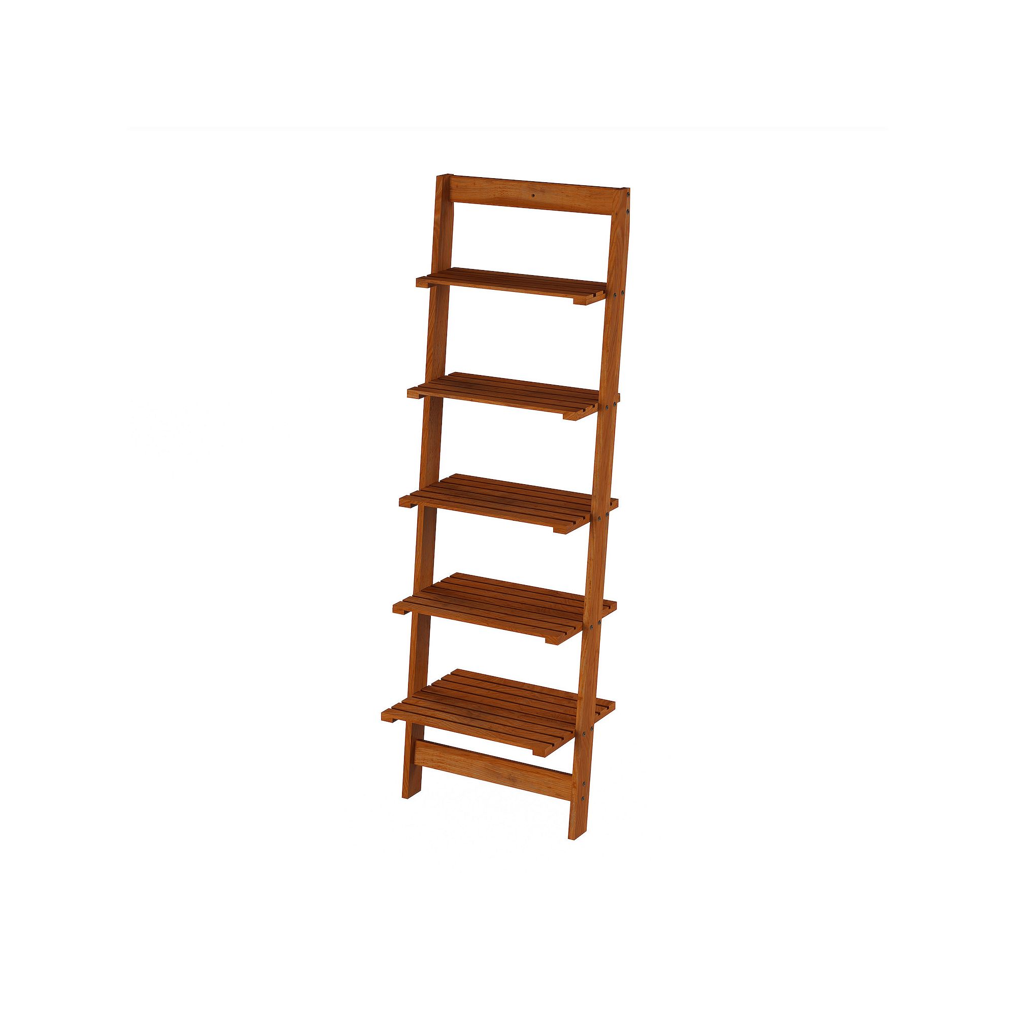 Lavish Home 5-Tier Leaning Ladder Bookshelf, Red
