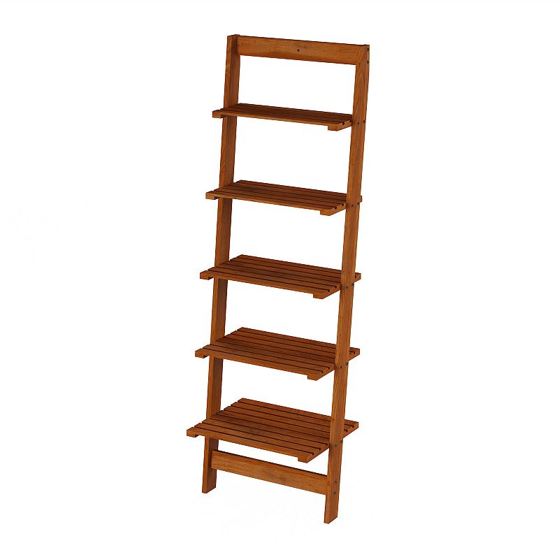 86661208 Lavish Home 5-Tier Leaning Ladder Bookshelf, Brown sku 86661208
