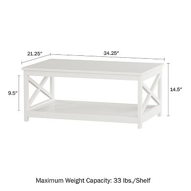 Lavish Home Low Profile Coffee Table with X-Leg Design
