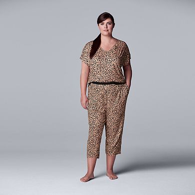 Plus Size Simply Vera Vera Wang Short Sleeve Pajama Top & Pajama Capris Set