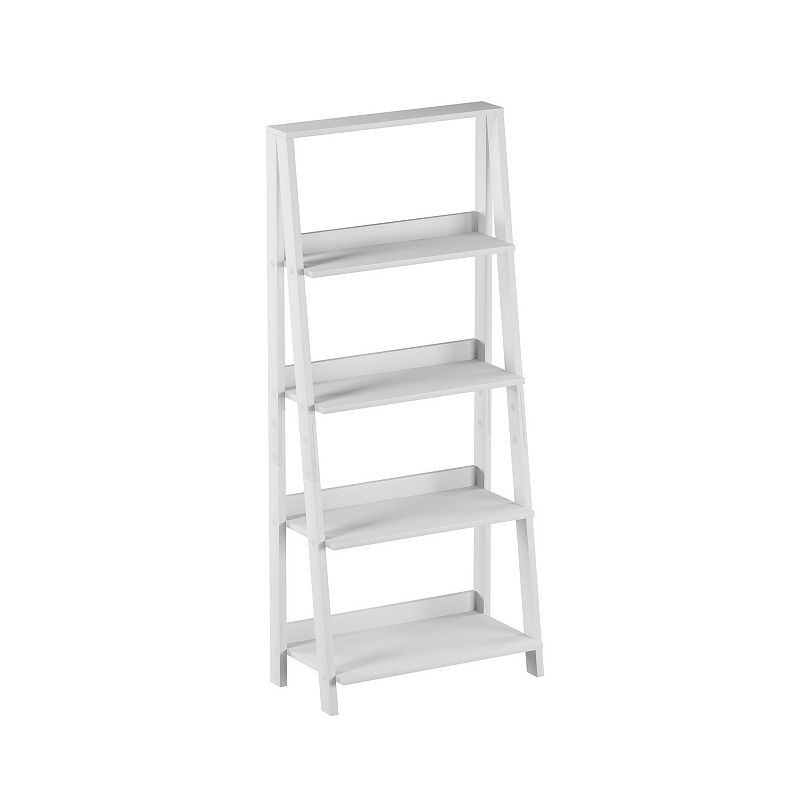 Lavish Home 4-Tier Ladder Bookshelf, White