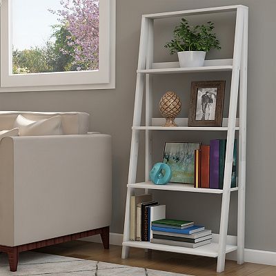 Lavish Home 4 Tier Ladder Bookshelf White