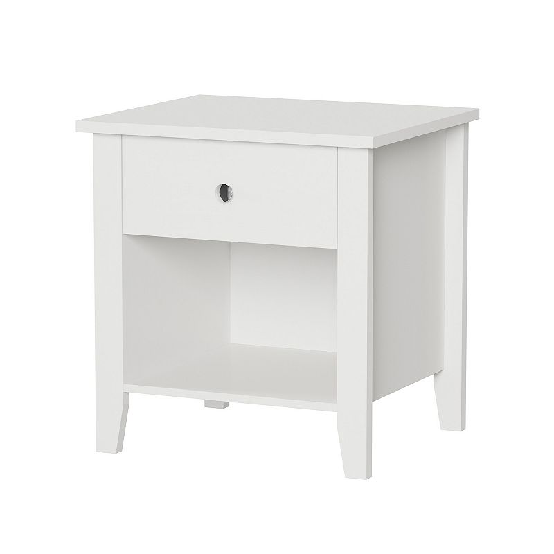 Lavish Home End Table with Drawer & Storage Shelf, White