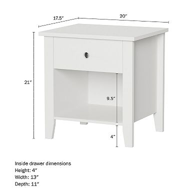 Lavish Home End Table with Drawer & Storage Shelf