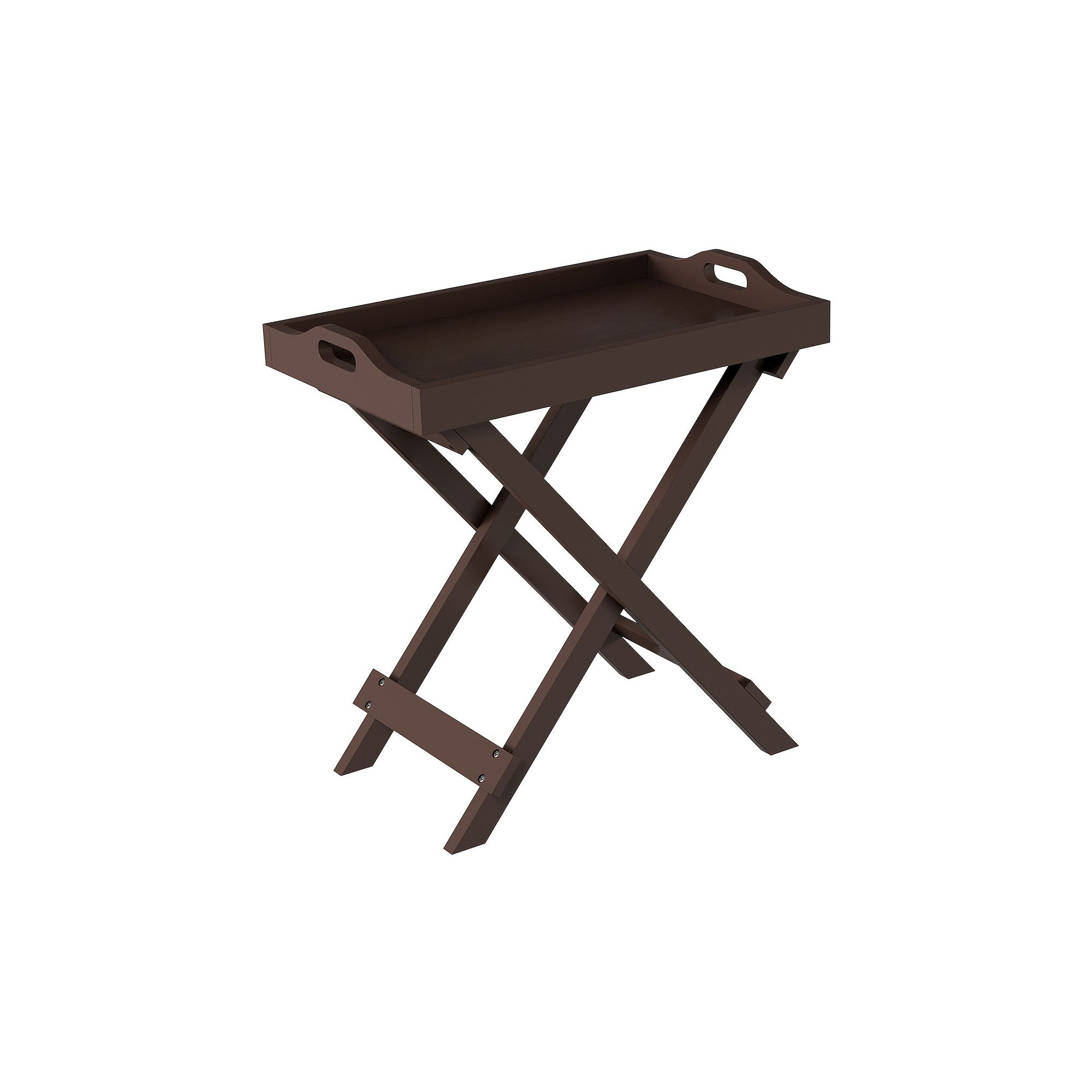 Folding Modern Removable Tray End Table, Brown