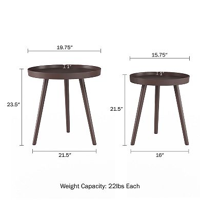 Lavish Home Round Nesting Mid-Century Modern Accent Table 2-piece Set