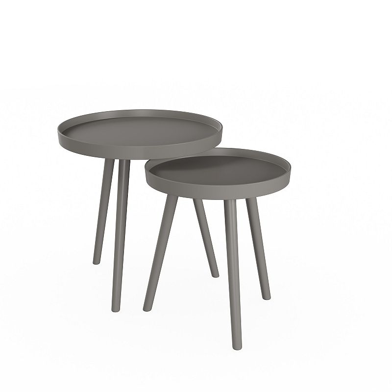 Lavish Home Round Nesting Mid-Century Modern Accent Table 2-piece Set, Grey