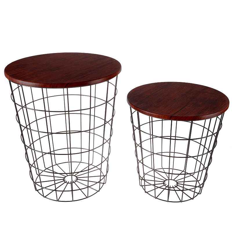 Storage Nesting End Table 2-piece Set, Brown