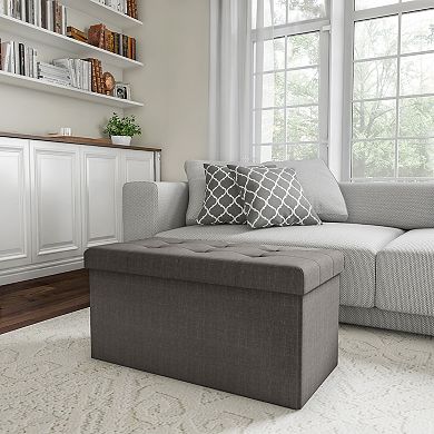 Folding Storage Bench Ottoman