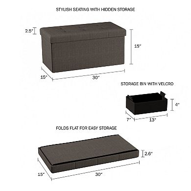 Folding Storage Bench Ottoman