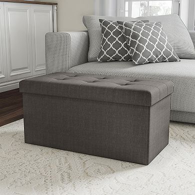 Folding Storage Bench Ottoman