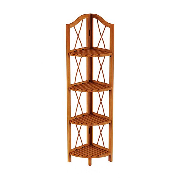 Lavish Home 4Tier Wooden Corner Shelf Bookcase