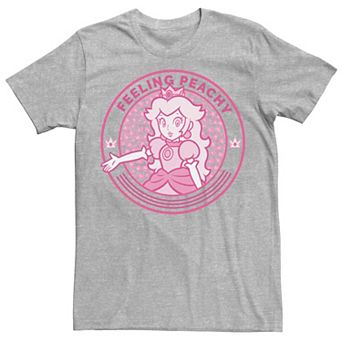Men's Super Mario Princess Peach Feeling Peachy Cheetah Print Tee