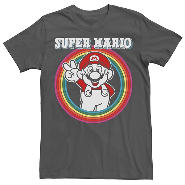 Men's Nintendo Super Mario Rainbow Retro Bold Logo Tee