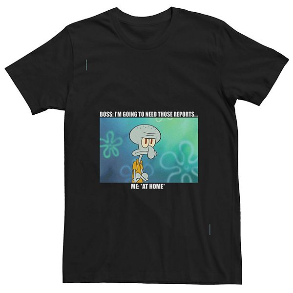 Men's SpongeBob SquarePants Squidward Work From Home Meme Tee