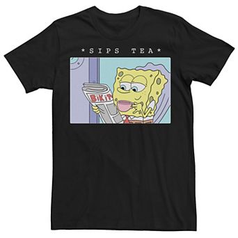 Men's SpongeBob SquarePants Sips Tea Meme Tee