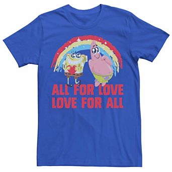 Men's Nickelodeon SpongeBob SquarePants And Patrick All For Love Rainbow Tee