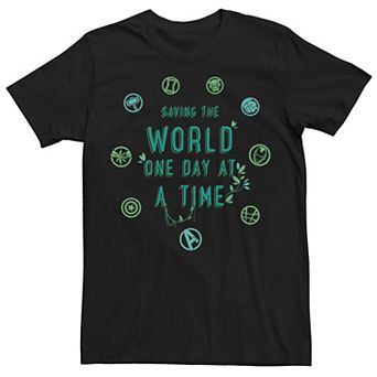 Men's Marvel Earth Day Saving The World One Day At A Time Icons Tee
