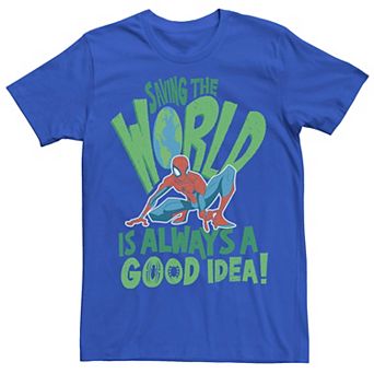 Men's Marvel Earth Day Spider-Man Saving The World Is A Good Idea Tee