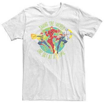 Men's Marvel Earth Day Avengers Saving The World One Day At A Time Tee