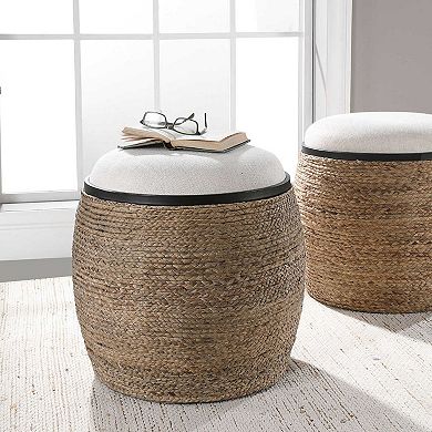 Uttermost Island Straw Stool Ottoman