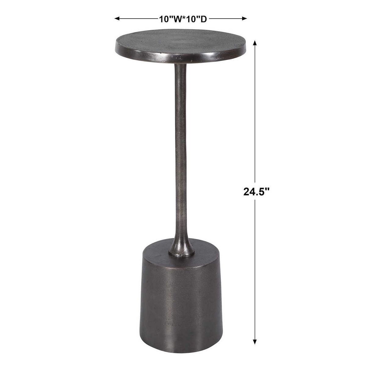 Sanaga end table dimensions: 10 in top, 24.5 in height
