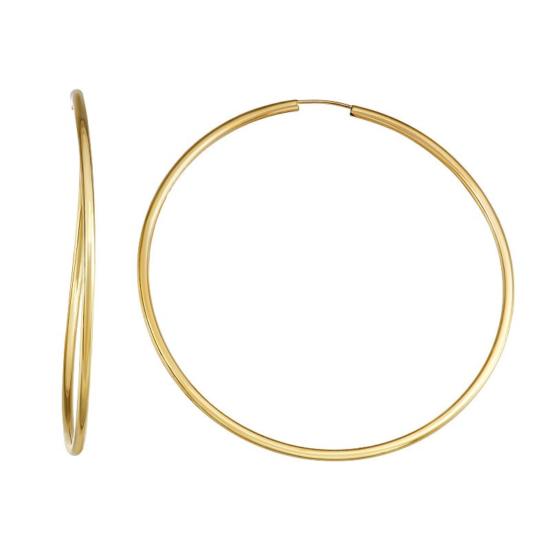 Forever 14K Yellow Gold Endless Hoop Earrings, Womens